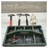 Wood Toolbox with Hand Tools & Hardware ï¿½ Assorted