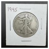 1945 Walking Liberty Silver Half Dollar ï¿½ 90% Silv