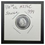 1/10 Oz .999 Fine Silver Aztec Round