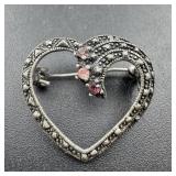 Vintage Heart Brooch - As shown.