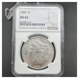 1888 Ms64 Morgan Silver Dollar ï¿½ Graded.