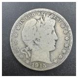 1915-d Barber Silver Half Dollar ï¿½ 90% Silver U.s.
