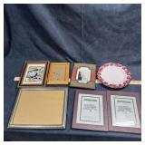 Assorted Picture Frames & Rose Plate