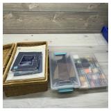 Craft Items & Wicker Basket ï¿½ Assorted craft items