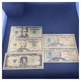 5 Piece Gold Foil Bill Set ï¿½ Includes (3) $50 Bill