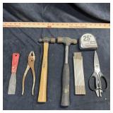 Mixed Small Hand Tools (Ball Peen, Tape, Snips, et