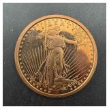 1 Oz .999 Fine Copper Round ï¿½ St. Gaudens Design.