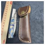 MHS Cutlery Damascus steel folding knife. Includes