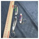 Three Folding Damascus Knives