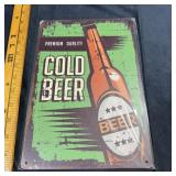 8 x 12 Tin Metal Sign ï¿½ Premium Cold Beer