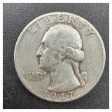 1947 Washington Silver Quarter ï¿½ 90% Silver United