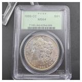 1885-cc Pcgs Ms64 Morgan Silver Dollar (mintage 22