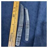 Two Damascus knife blanks: one approximately 4-inc