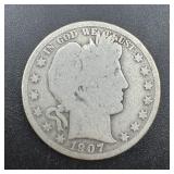 1907-d Barber Silver Half Dollar ï¿½ 90% Silver U.s.