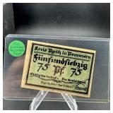 1921 Germany 75 Pfennig Notgeld Note