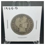 1906-d Barber Half Dollar ï¿½ Denver Mint Silver