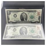 Consecutive 1976 $2 Federal Reserve Notes (2); Bic