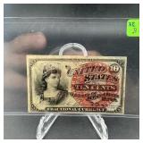 10 Cent Fractional Currency Second Issue; Red Trea