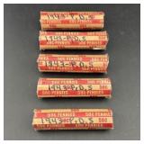 (5ï¿½ Bid) 1943-p, D & S Steel Cent Rolls. Five Roll