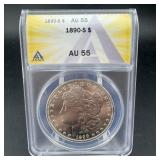 1890?s Morgan Silver Dollar ï¿½ Anacs Au55. About Un