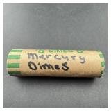 $5 Roll Of Mercury Silver Dimes (50 Coins); Full R