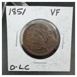 1852 Braided Hair Large Cent VF ï¿½ Braided Hair