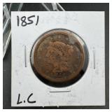 1851 Braided Hair Large Cent VF ï¿½ Braided Hair
