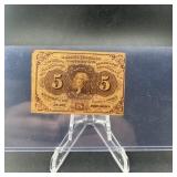1862 Five Cent Fractional Postage Currency First I