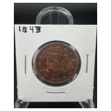 1845 Large Cent ï¿½ Coronet Head Type With Even Circ