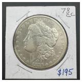 1878-cc Morgan Silver Dollar; Carson City Mint Iss