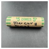 $5 Roll Of Mercury Silver Dimes (50 Coins); Full R