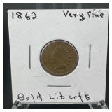 1862 Indian Head Cent ï¿½ Very Fine Example Noted