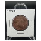 1842 Large Cent ï¿½ Coronet Head Type. Mid?19th Cent