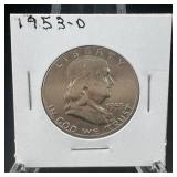 1953-d Benjamin Franklin Silver Half Dollar - Denv