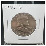 1951-s Benjamin Franklin Silver Half Dollar - San