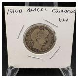 1916-d Barber Silver Quarter