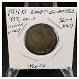 1911-d Barber Silver Quarter, Semi Key Date