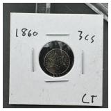 1860 Three Cent Silver (Trime) 90% Silver