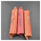 Three rolls of estate Wheat pennies (1945-S, 46-S