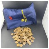Old bank bag of 300+ Wheat Pennies