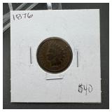 1876 Indian Head Cent Penny