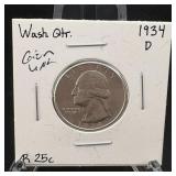 1934-d Washington Silver Quarter; Higher Grade