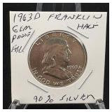 1963-d Franklin Silver Half Dollar; Higher Grade