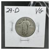 1929-D Standing Liberty Silver Quarter VG