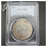 1883 Morgan Silver Dollar PCGS MS63
