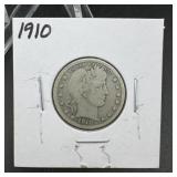 1910 Barber Silver Quarter