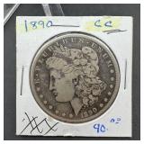 1890-cc Morgan Silver Dollar