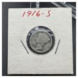 1916-S Mercury Silver Dime