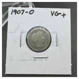 1907-O Barber Silver Dime