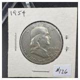 1954 Franklin Silver Half Dollar